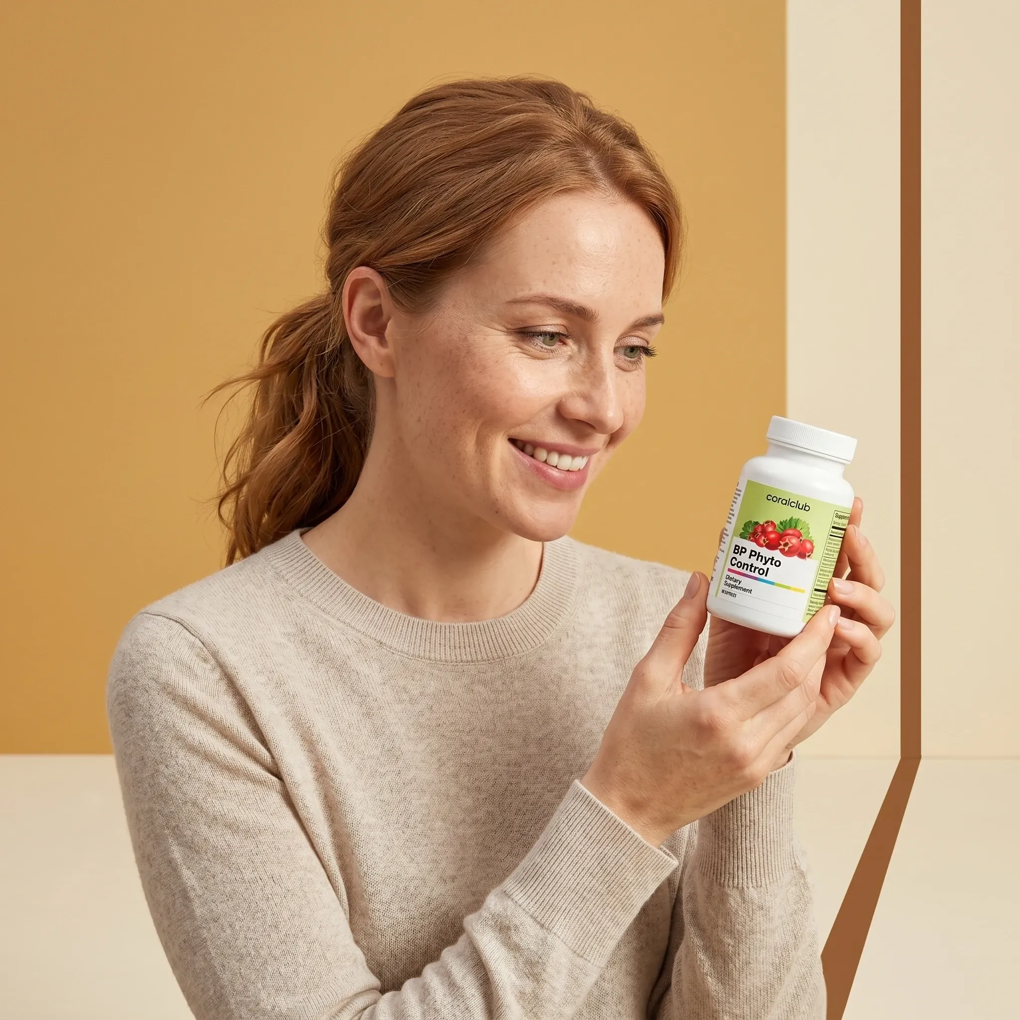 Kobieta trzyma opakowanie produktu BP Phyto Control