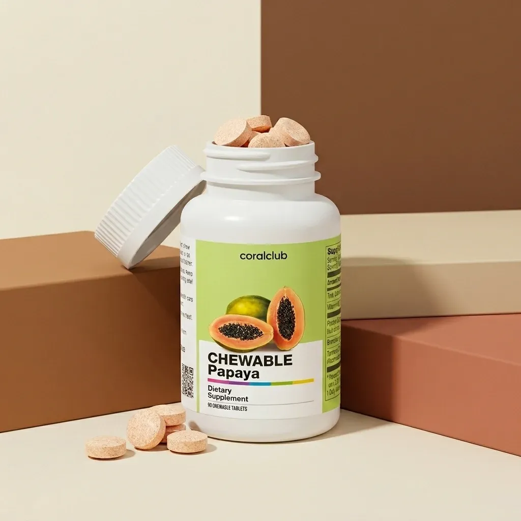Opakowanie produktu Chewable Papaya z bliska