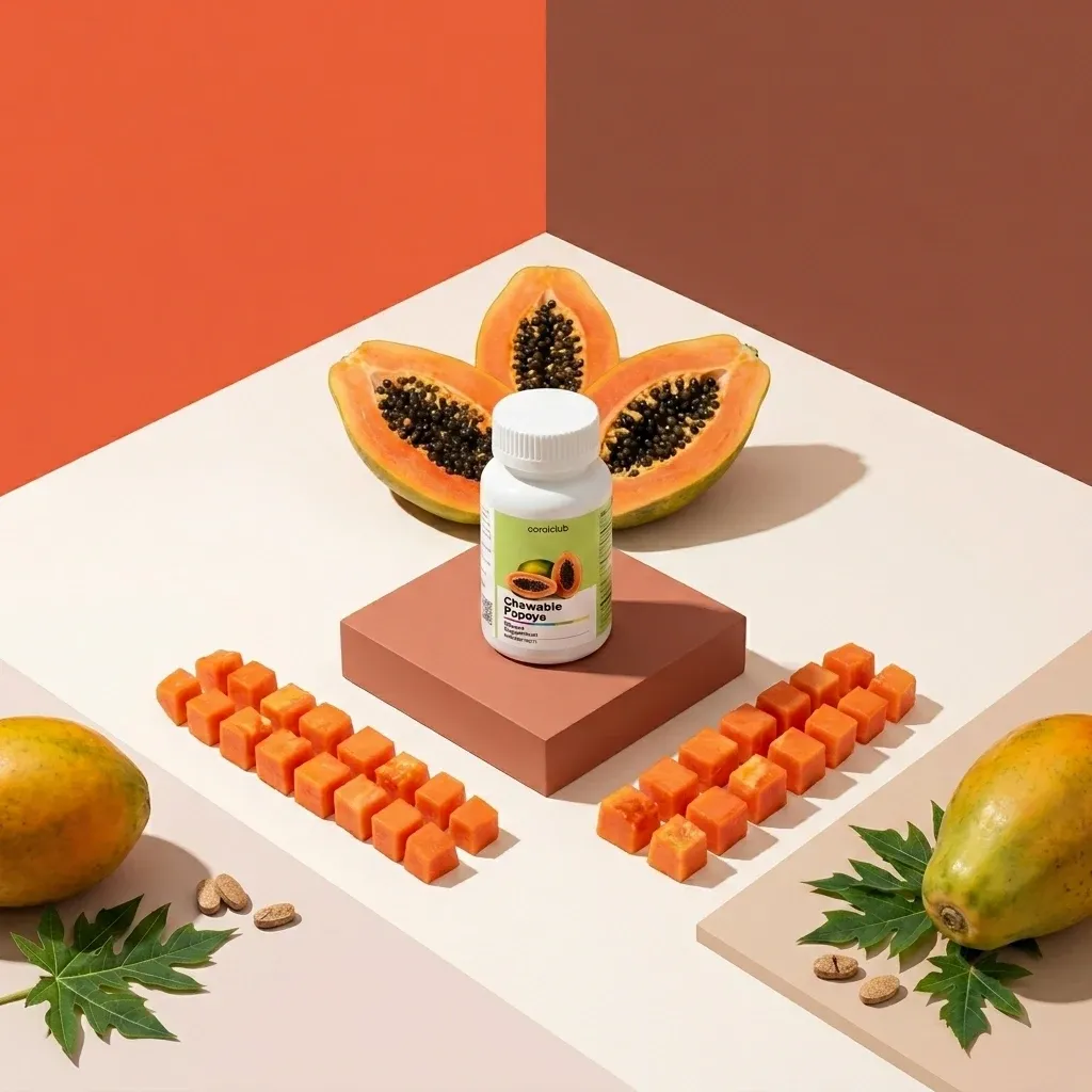 Opakowanie i składniki produktu Chewable Papaya