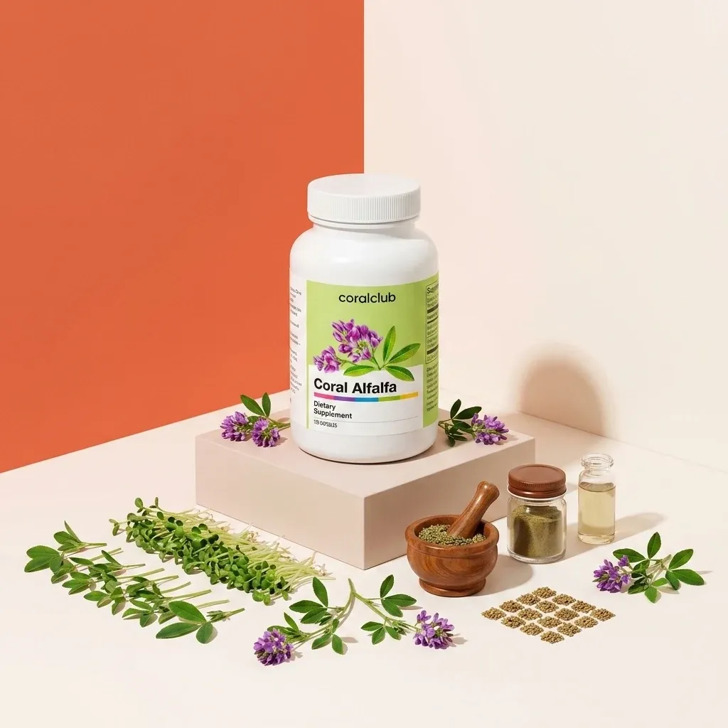 Opakowanie i składniki produktu Coral Alfalfa