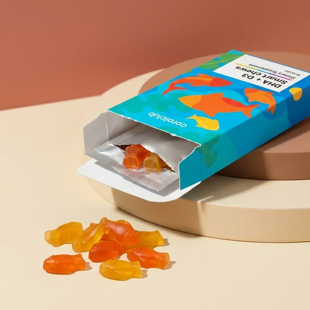 Opakowanie produktu DHA+D3 Smart Chews z bliska