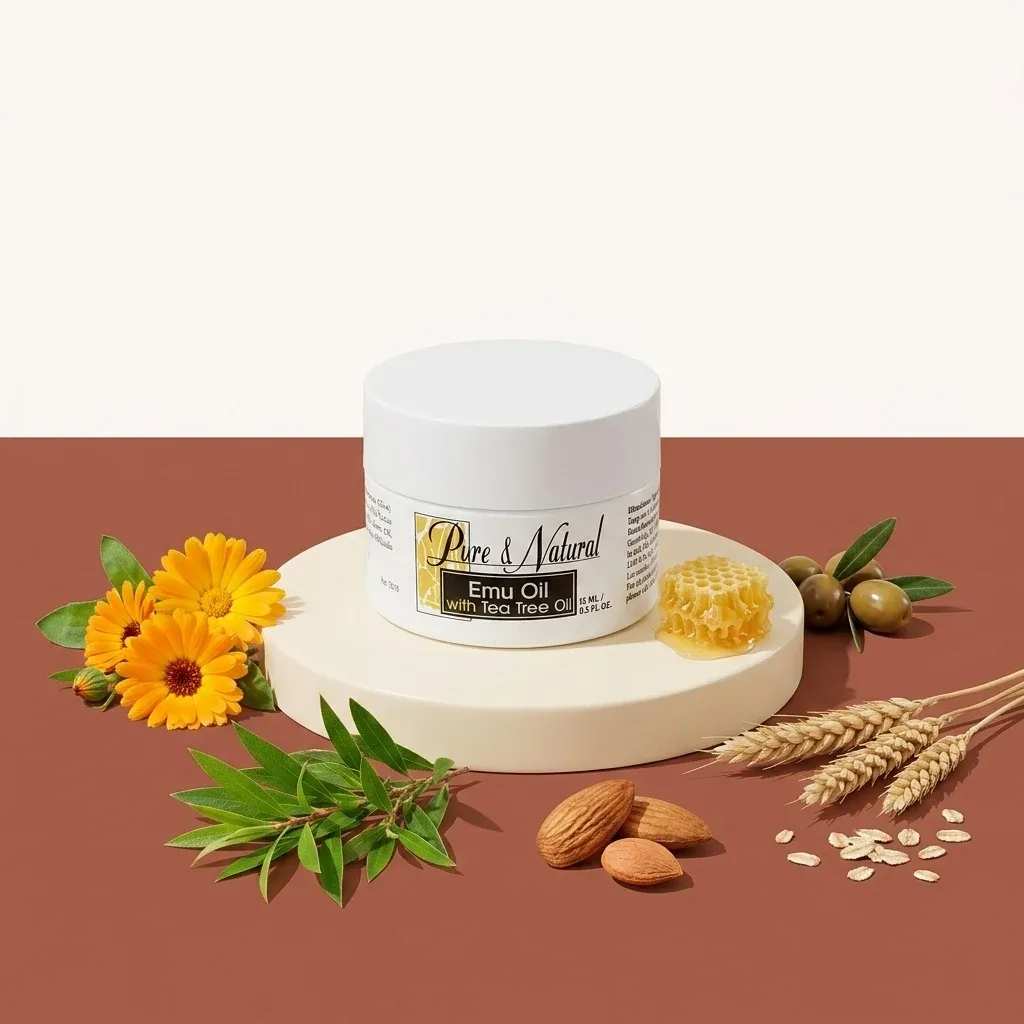 Opakowanie i składniki produktu Emu Oil with Tea Tree Oil