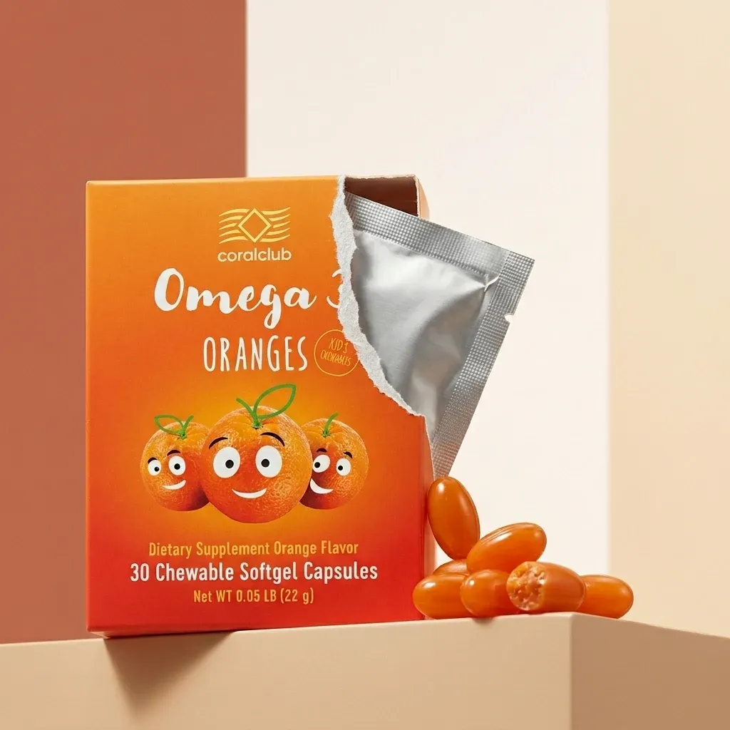 Opakowanie produktu Omega 3 Oranges z bliska